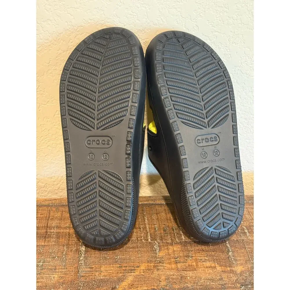 Men's Crocs‎ Classic Cozzzy Towel Sandal Black Yellow Slide Mini Pouch Sz 10
